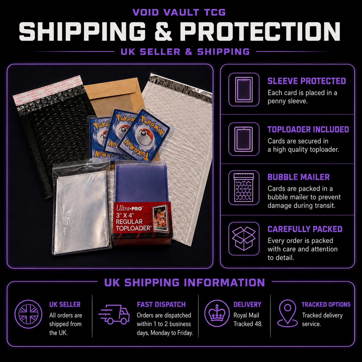 Void Vault TCG shipping and protection information